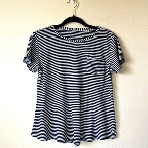 Albion Navy Blue Striped Pocket Tee Women’s Size Small